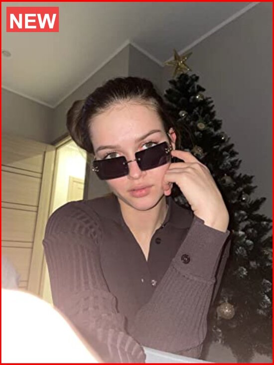 Unisex Rimless Square Sunglasses UV400 Protection Metal Frame main image 6